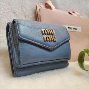 Miu Miu Light Blue Leather Wallet